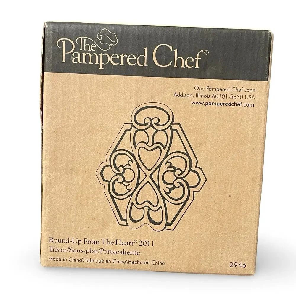 Pampered Chef Round-Up From The Heart 2011 Cast Iron Copper Trivet 2946 NIB